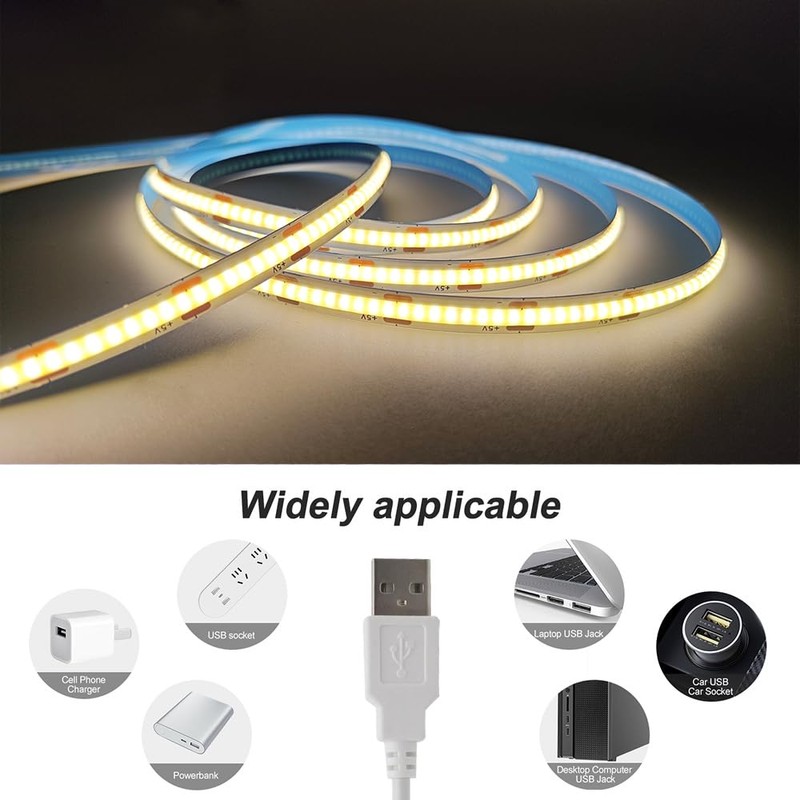 ZSLAIFU Warm USB Strip Light, 3 Button Switch LED Strip