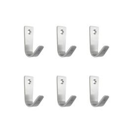 Savagrow 6pcs Single Hole Wall Mounted J-Type Clothes Hook Small Hooks for Hanging Cup,Coat,Hat,Bag,Towels with Screw, Silver
