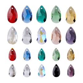 KISSITTY 100pcs/box Teardrop Glass Charms Faceted Crystal Charms Mixed Color Teardrop Charms for DIY Necklace Bracelet Earrings Making