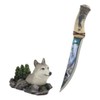 Ebros Gray Wolf In Forest Centerpiece With Hunting Knife Letter