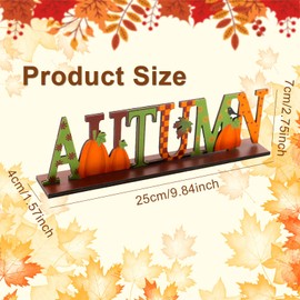 YIAJIA Autumn Decor Wood Sign, Wooden Thanksgiving Sign, Autumn Home Decor, Pumpkin Maple Leaves Wooden Table Sign for Autumn Thanksgiving Party