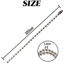GXXMEI 220PCS 100mm Long Bead Connector Clasp Ball Chain Keychain Tag Keychain Ball Chain 2.4 mm Diameter Adjustable Antiqued Metal Bead Steel Chain