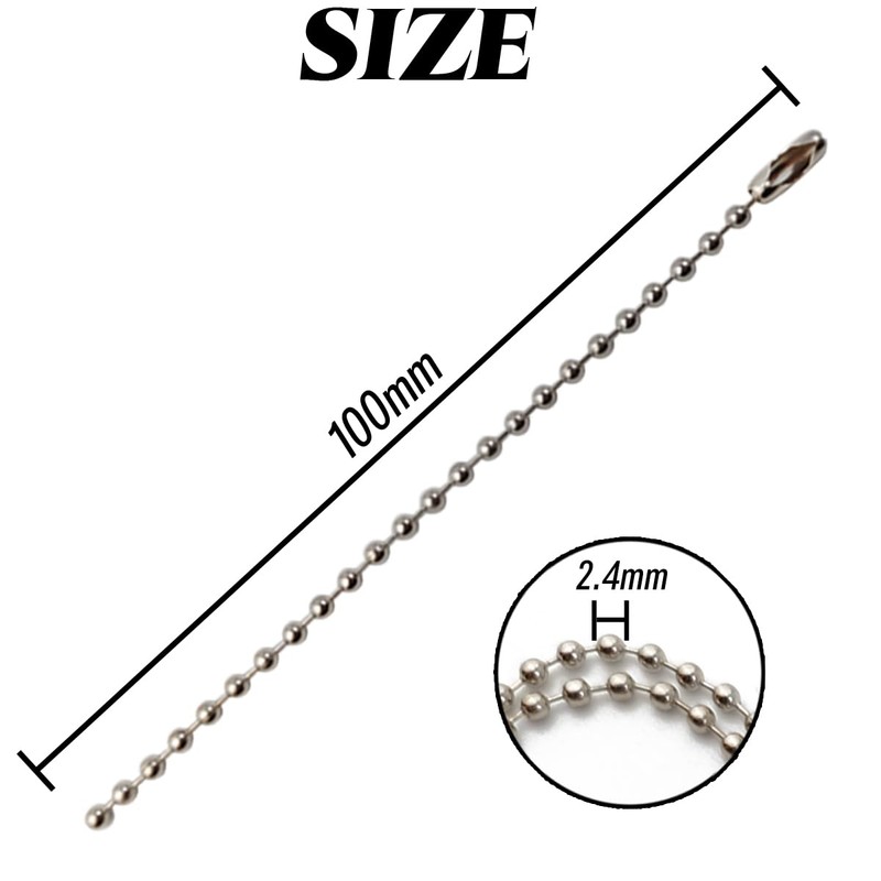 GXXMEI 220PCS 100mm Long Bead Connector Clasp Ball Chain Keychain
