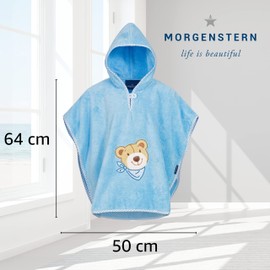 Morgenstern Hooded Bath Towel Children's Hooded Bath Poncho with Bear for Babies, blue