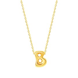 Viwind Letter Pendant Necklace Women's Chain 18 Carat Gold A-Z Necklace for Women Bubble Letter 48 cm Adjustable with Gift Box, Stainless Steel, No Gemstone