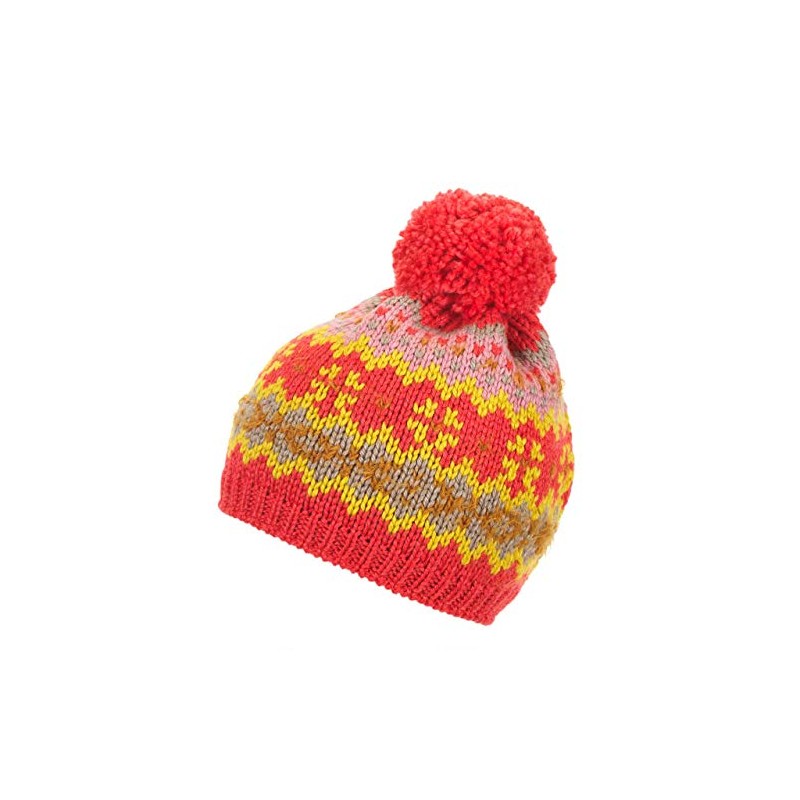 Eisbär Hats/Caps Women's Wentje Pompom Hat, Coral Red/Mustard/Ochre/Beige