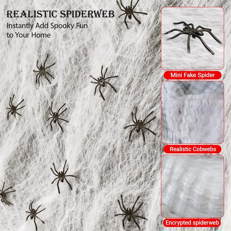 Hzxy Halloween Decorations Spider Web, 200g Halloween Cobwebs + 40