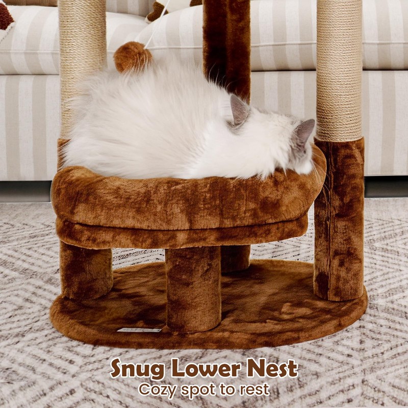 AGUPET 2-Tier Indoor Cat Tree Tower with Raised Cat Beds