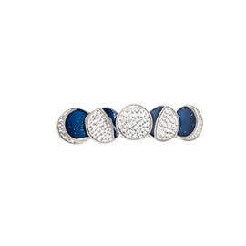 DANFORTH “Moon Phases” Hair Barrette, Elegant Blue & Silver-Toned Hair Barrettes for Women, Made In USA with Handcast Pewter and a French Style Clasp, 3.25" L x 0.75" H