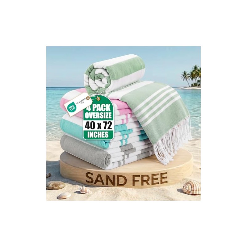 Utopia Towels 4 Pack Oversized Turkish Beach Towels