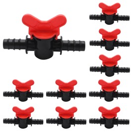 DUZFOREI 16mm 1/2 Inch Drip Irrigation Tubing Shut Off Valve, Drip Irrigation Parts Barbed Ball Valve, 10 Pcs
