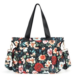 CLOUDMUSIC Crossbody Bags Shoulder Tote Handbag Lightweight With Adjustable Strap Water Resistant Multi Pockets For Women Trendy(Floral Happiness)