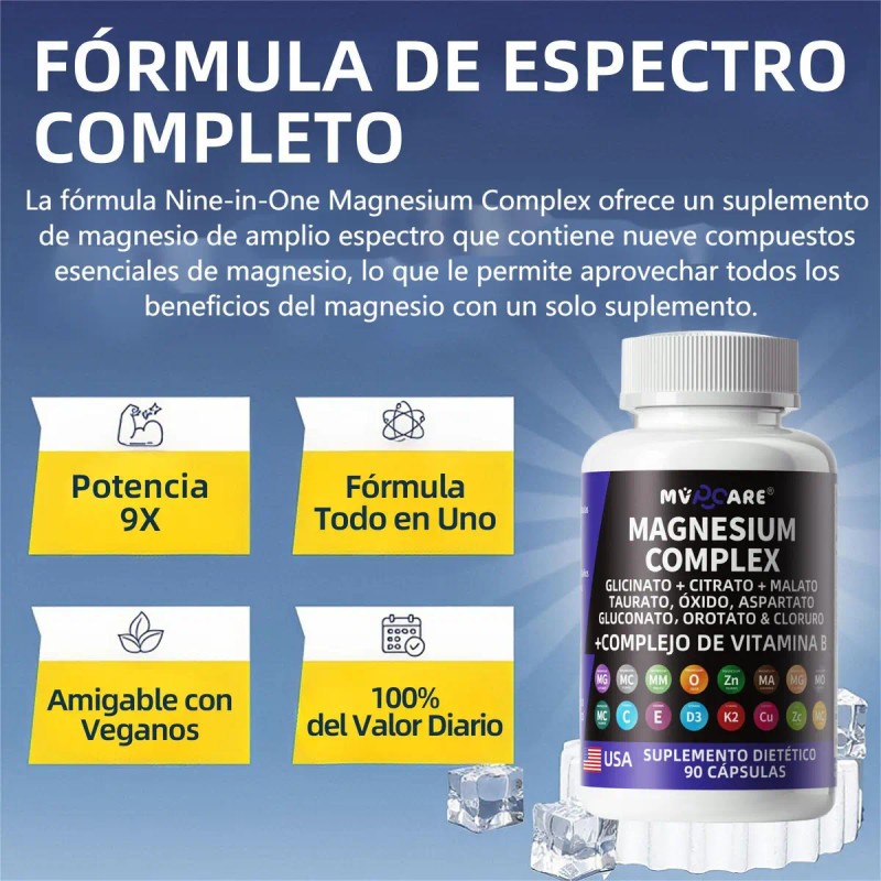 Mvpcare Magnesio Complex 1125mg Citrato Polvo Glicinato Gluconato Óxido Vitaminas