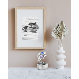 Mascot Chrome Plated Dolphins Music Box w/Mascot Crystals (Blue/Purple) - Romantic Gift for her Birthday, Anniversary, Wedding or Home Decorations