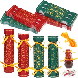 Moinchore 60 Pcs Christmas Crackers Kit DIY Xmas Party Cracker Empty Bulk for Candy Treat Gift Boxes Snowflake Tree Reindeer Candy Christmas No Snap Table Favors Holiday Dinner Decor(Red and Green)