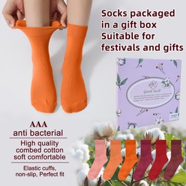 Corlap Womens Thin Cotton Socks Soft Bootie Dress Above Ankle Crew Socks-6-Pairs Gift Box