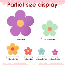 COMNICO 63pcs Cute Flowers Wall Sticker PVC Colorful Y2k Floral Wall Decor Vinyl Peel and Stick Flowers Stickers for Teen Girls Boy Kids Nursery Bedroom Kindergarten(9 Sheets, Bright Colors)