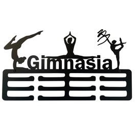 Dycmetal - Medallero de Gimnasia para Pared Color Negro, Colgador de Metal para medallas con 12 Ganchos