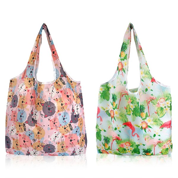 BEPSYOM 2 x Large Foldable Bag, Reusable Shopping Bag, Lightweight