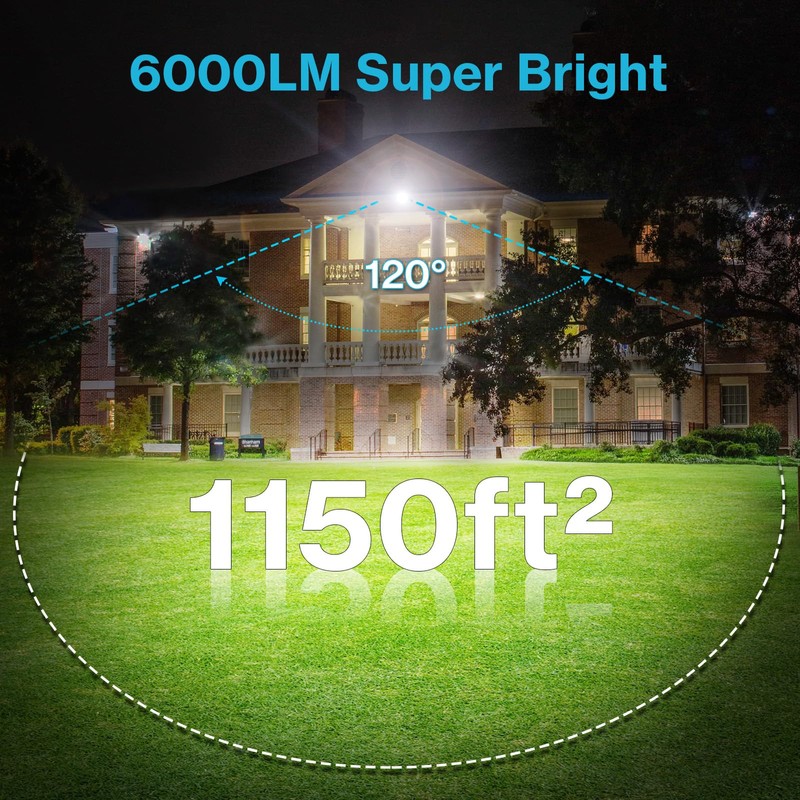 Olafus 2 Pack 60W LED Flood Light Outdoor, 6000LM Super