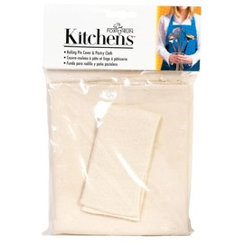 Fox Run Kitchens 23.5 in. L x 19.5 in. Dia. Cotton Pastry Cloth and Rolling Pin Cover White