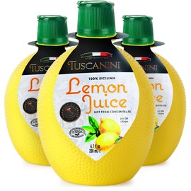 Tuscanini 100% Sicilian Lemon Juice, Not from Concentrate, 6.7oz Lemon Shaped Squeeze Bottle (3 Pack) No Water Added | Product of Italy | Certified Kosher (Including Passover)