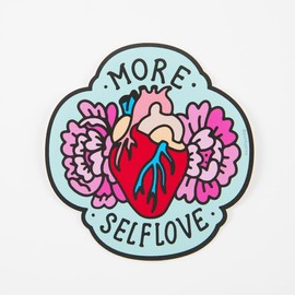 More Self Love Vinyl Sticker 6x4 inches Heartbeat Stickers for Car/Motivational Inspirational Stickers for Bumper Mirrors Windows Adults Water Bottles
