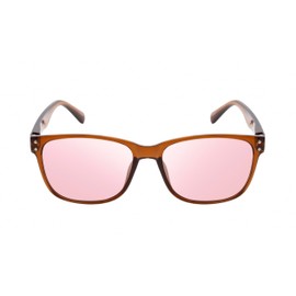 Calabria Avery Pink Tint FL-41 Reading Glasses +0.50 Brown Crystal Blue Light Sensitivity Migraine Glasses FL41 Photophobia