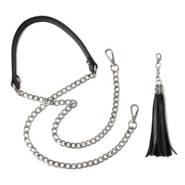 Beaulegan Leather Chain Strap Replacement for Women Handbag Purse Crossbody or Shoulder Bag, 130 cm Long (Black Silver)