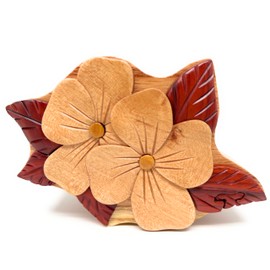 Spring Blossoms, Handcrafted Secret Wooden Puzzle Box, Natural Finish, Intarsia Wood Art