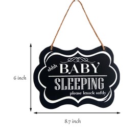 CAKIROTS Baby Sleeping Sign "shhh BABY SLEEPING please knock softly" Front Door Decor Newborn New Baby Gift Do Not Disturb Wooden Plaques Sign 8.7 x 6 Inch