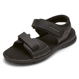 Rockport Men's Darwyn Quarter Strap Sandal, Black LEA II, 9