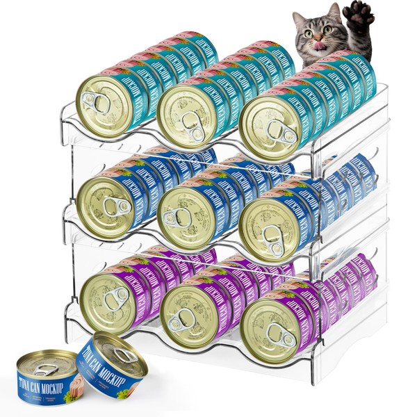 REFLYING REFLYING Cat Food Can Organizer, 3-Layer Transparent Cat Food