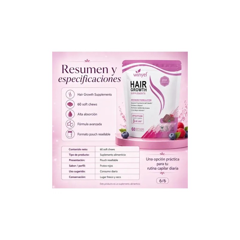 Vitaminas Capilares Mujer Hombre Cabello Fuerte Gomitas