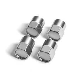 JNNJ Pack of 12 Car Valve Caps Cover, Car Valve Aluminium Caps, Tyre Valve Dust Caps with Seal, Universal Hexagonal Replacement, Valve Caps Car (Silver)
