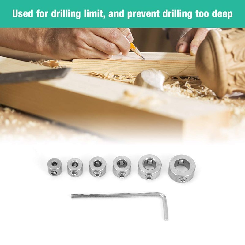 Drill Limit Ring, 6 Piece Drilling Depth Stop, 3-10mm Stainless