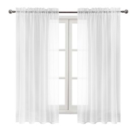 DWCN White Sheer Curtains, 72 Drop Rod Pocket Top Semi Transparent Light Filtering Net Curtains, Voile Curtains for Living Room and Bedroom, 46" Wide x 72" Drop, Set of 2 Panels