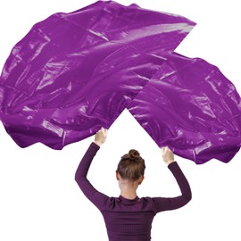 2pcs Semicircle Worship Flag, 55.1x36.2 Inch Dance Flags with 2 Telescopic Rods Shiny Praise Flag Smooth Worship Banner Metallic Sheen Praise Flag for Dance Church (Purple)
