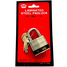 1-1/4" LAMINATED STEEL PADLOCK LOCK No. 0701-240 - KING