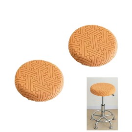 2Pcs Round Stool Covers,Chair Seat Cover,Elastic Stool Covers,Round Bar Stool Cover,Swivel Chair Cover Cushion,Removable Cushion Cover,Washable Stool Cushion for 11.8-14.2 Inch Chair (Orange)