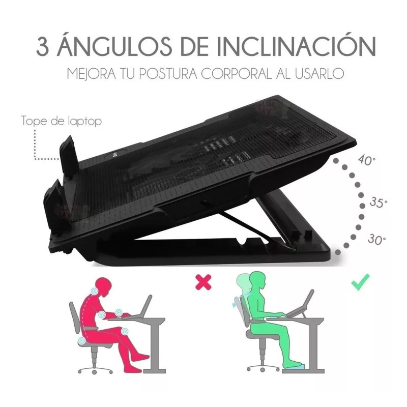 Haing Cool Pad Base Enfriadora 2 Ventiladores 3 Posiciones Laptop