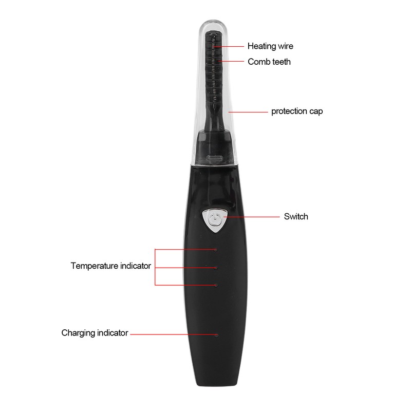 Heated Eyelash Curler USB Rechargeable Electric Lash Curling Tool for