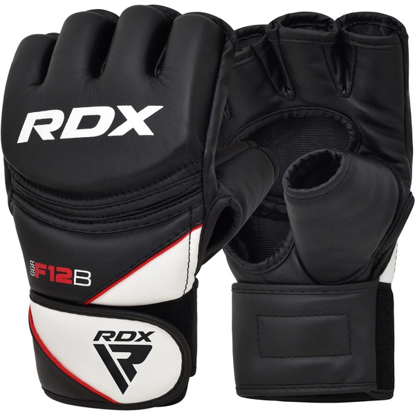 RDX MMA Training Gloves, Maya Hide Leather, Boxing Grappling Sparring, Ventilated Open Palm, Wrist Protection, Kickboxing, Muay Thai, Martial Arts Combat Gloves, Men and Women