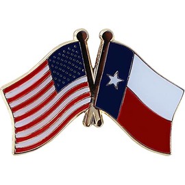 USA and Texas Flag Die-struck Metal Friendship Lapel Pin with Butterfly Clasp Closure