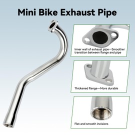 XIKOBY Center Rear Exit Exhaust Pipe Kit Compatible with Mini Bike Coleman CT100U CC100X Massimo MB100 F-RP GMB100 Rascal Lite Predator 79cc 98cc 99cc 3.0HP 154F Engine Parts Silver