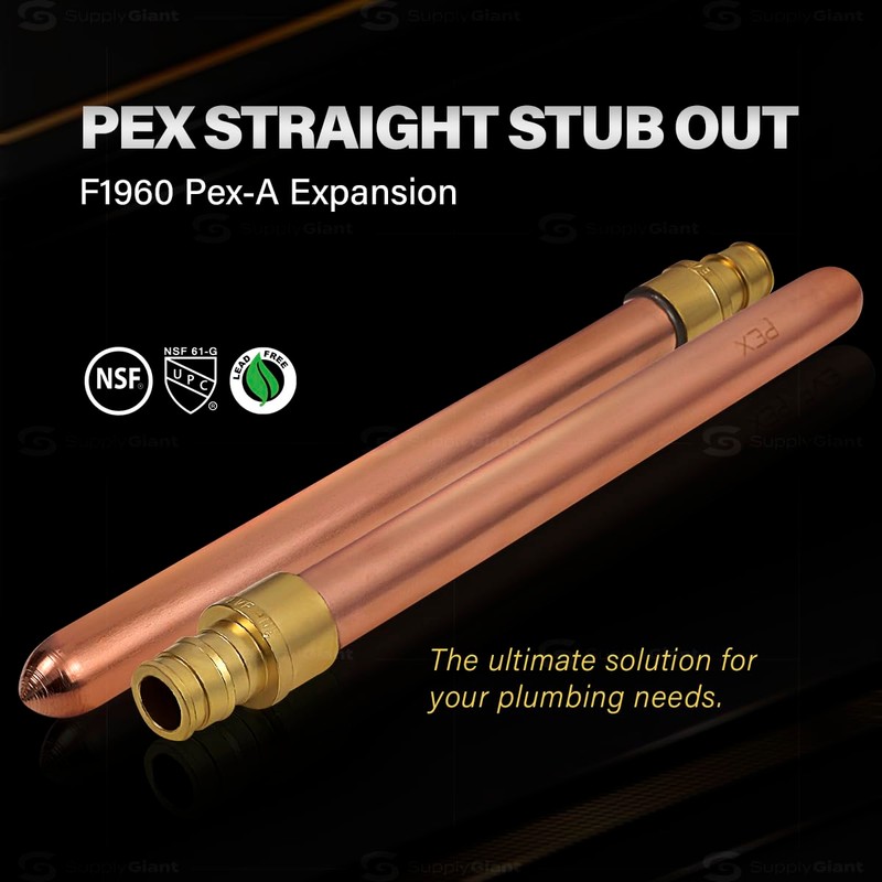 3/4" Expansion Copper Stub Out Pex-A, 3/4" x 8" Straight
