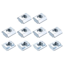 sourcing map 10Pcs M10 T Nut Tee Sliding Slot Nuts, T-Slot Nut Hammer Nut Block Square Nuts Fastener Carbon Steel Nickel Plated for Aluminum Extrusion Profile 4545 Series