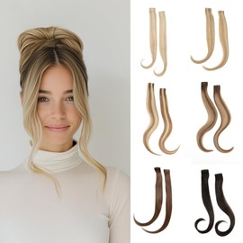 Fringe Clip in Hair Extensions - Soft, Silky Remy Human Hair (2 Pcs), Seamless Clip in Bangs - Face Framing Clip on Fringe Blonde - Lightweight Clip on Bangs, Human Hair Fringe with Mini Clips
