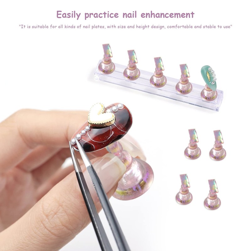 10pcs Magnetic Pink Nail Art Holder Nail Art Stand Nail