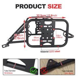 Xitomer Motorcycle Pannier Racks, Fit for TW200 2024 2023 2022 2021 2020 2019 2018 2017 TW200 1987-2024, Motorcycle Saddlebag Support Racks Side Pannier Racks